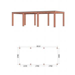 Buitenverblijf Palermo XXL 855x380x245 cm (bxdxh)