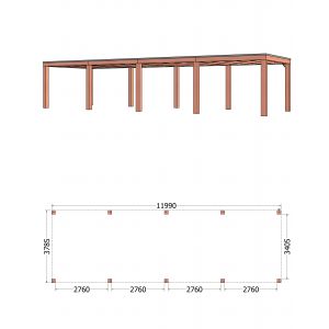 Buitenverblijf Palermo XXL 1199x380x245 cm (bxdxh)