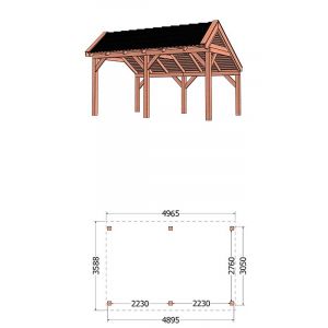 Kapschuur de Stee 500x360x335 cm (bxdxh) - tekening met afmetingen