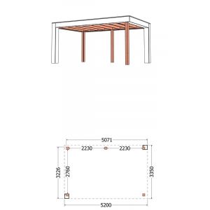 Buitenverblijf Verona model links 520x335x250 cm (bxdxh) - tekening met afmetingen