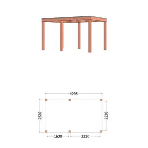 Buitenverblijf Palermo 430x255x245 cm (bxdxh) - tekening met afmetingen