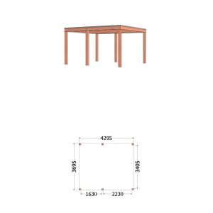 Buitenverblijf Palermo 430x370x245 cm (bxdxh) - tekening met afmeting