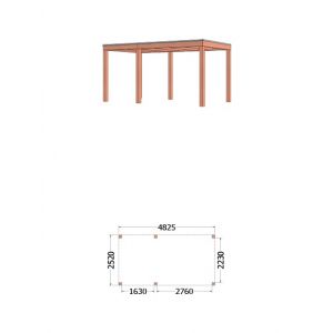 Buitenverblijf Palermo 485x255x245 cm (bxdxh) - tekening met afmetingen