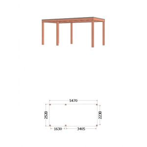 Buitenverblijf Palermo 550x255x245 cm (bxdxh) - tekening met afmeting