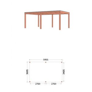 Buitenverblijf Palermo 600x370x245 cm (bxdxh) - tekening met afmeting