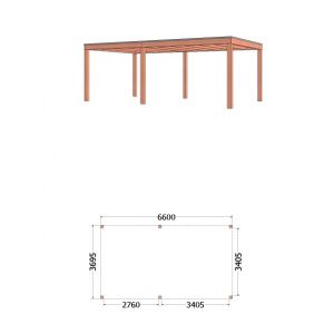 Buitenverblijf Palermo 660x370x245 cm (bxdxh) - tekening met afmeting
