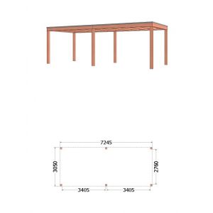 Buitenverblijf Palermo 725x310x245 cm (bxdxh) - tekening met afmeting