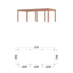 Buitenverblijf Palermo 730x310x245 cm (bxdxh) - tekening met afmeting
