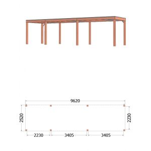 Buitenverblijf Palermo 960x255x245 cm (bxdxh) - met afmetingen