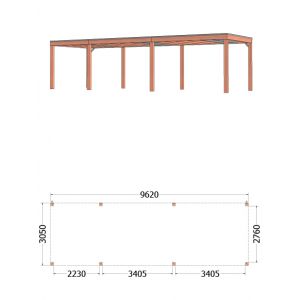 Buitenverblijf Palermo 960x310x245 cm (bxdxh) - met afmetingen