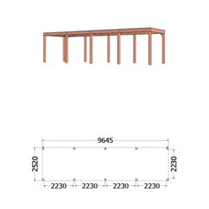 Buitenverblijf Palermo 965x255x245 cm (bxdxh) - afmetingen