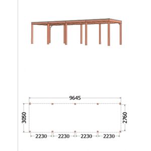 Buitenverblijf Palermo 965x310x245 cm (bxdxh) - afmetingen