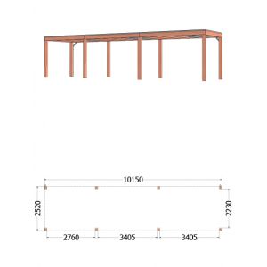 Buitenverblijf Palermo 1015x255x245 cm (bxdxh) - met afmetingen
