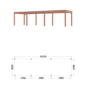 Buitenverblijf Palermo 1015x310x245 cm (bxdxh) - afmetingen