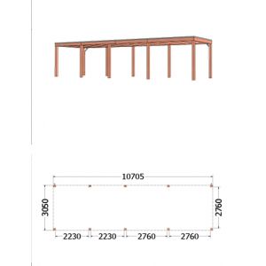 Buitenverblijf Palermo 1075x310x245 cm (bxdxh) - tekening met afmetingen