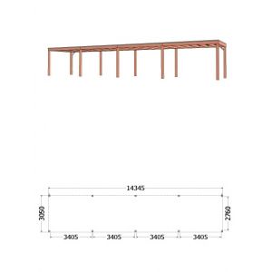Buitenverblijf Palermo 1435x310x245 cm (bxdxh) - tekening met afmetingen