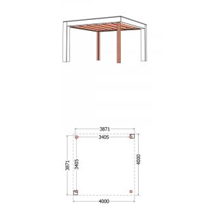 Buitenverblijf Verona model links 400x400x250 cm (bxdxh) - tekening met afmetingen