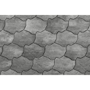 Organic Amiata betontegels in de kleur antraciet-grijs met een golvende oppervlaktestructuur en organische vormgeving.