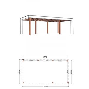 Buitenverblijf Verona model rechts 755x400x250 cm (bxdxh)