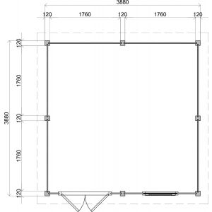Lugarde Select Modern tuinhuis Rotterdam 388x388cm - Zwarte olie