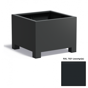 Adezz CARREZ Zwartgrijze (Aluminium) Plantenbak 80x80x60 cm met voet
