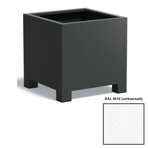Adezz CARREZ Verkeerswitte (Aluminium) Plantenbak 70x70x70 cm met voet