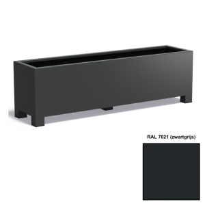 Adezz CARREZ Zwartgrijze (Aluminium) Plantenbak 200x50x60 cm met voet