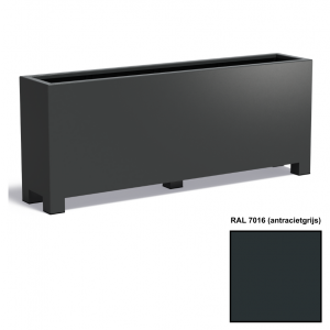 Adezz CARREZ Antracietgrijze (Aluminium) Plantenbak 200x40x80 cm met voet