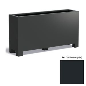 Adezz CARREZ Zwartgrijze (Aluminium) Plantenbak 150x40x80 cm met voet