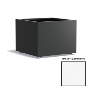 Adezz CARREZ Verkeerswitte (Aluminium) Plantenbak 80x80x60 cm met wielen