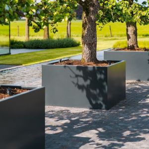 Adezz CARREZ Antracietgrijze (Aluminium) Plantenbak 100x100x80 cm met wielen