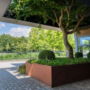 Adezz CARREZ Cortenstalen Plantenbak 120x120x40 cm met wielen