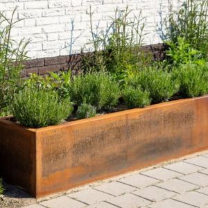 Adezz CARREZ Cortenstalen Plantenbak 150x50x50 cm met wielen