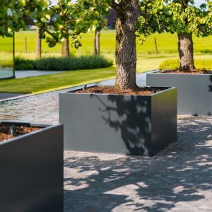 Adezz CARREZ Zwartgrijze (Aluminium) Plantenbak 80x80x40 cm zonder bodem