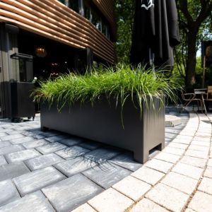 Adezz CARREZ Antracietgrijze (Aluminium) Plantenbak 150x50x60 cm met voet