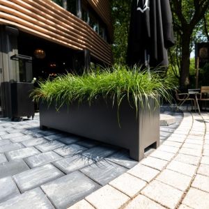 Adezz CARREZ Antracietgrijze (Aluminium) Plantenbak 120x50x60 cm met voet
