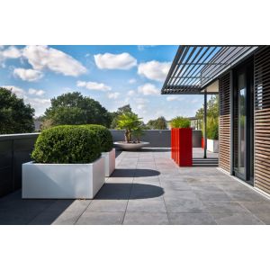 Adezz CARREZ Antracietgrijze (Aluminium) Plantenbak 80x80x60 cm met wielen