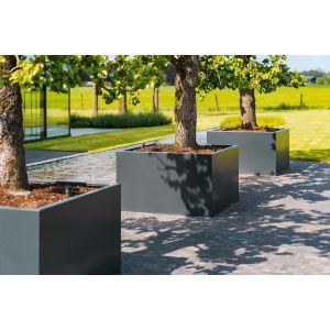 Adezz CARREZ Gitzwarte (Aluminium) Plantenbak 100x100x40 cm met wielen