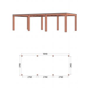 Buitenverblijf Palermo XXL 905x380x245 cm (bxdxh)