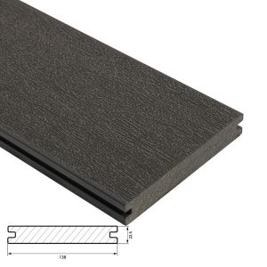 Fiberdeck Composiet WPC Harmony Vlonderplank 22,5x138 mm - Lengte 400 cm - Ocean Grey (massief) Extra Stroef R12