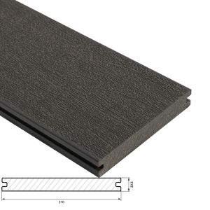 WPC Antislip PVC Terrasplanken Fiberdeck Harmony Vlonderplank 22,5x210 mm - Lengte 390 cm - Ocean Grey (massief)