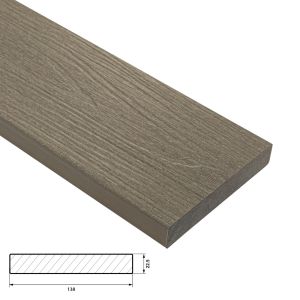 Fiberdeck Premium Vlonder Kantplank 22,5x138 mm - Lengte 300 cm - Light Grey (massief)