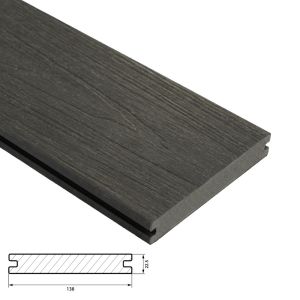Fiberdeck Premium Vlonderplank 22,5x138 mm - Lengte 400 cm - Dark Grey (massief)
