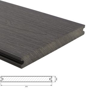 Fiberdeck Premium Vlonderplank 22,5x210 mm - Lengte 500 cm - Dark Grey (massief)