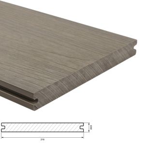 Fiberdeck Premium Vlonderplank 22,5x210 mm - Lengte 500 cm - Light Grey (massief)