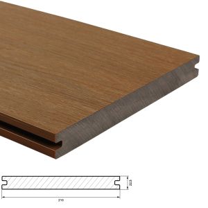 Onderhoudsvrije Teakhouten Terrasplanken Fiberdeck Premium Vlonderplank 22,5x210 mm - Lengte 500 cm - Teak (massief)