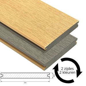 Fiberdeck Vintage Vlonderplank 22,5x210 mm - Lengte 400 cm - Lunar Grey / Cedar (massief)
