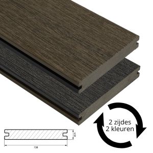 Fiberdeck Vintage Vlonderplank 22,5x138 mm - Lengte 500 cm - Graphite / Wengé (massief)