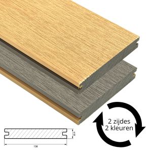 Fiberdeck Vintage Vlonderplank 22,5x138 mm - Lengte 500 cm - Lunar Grey / Cedar (massief)