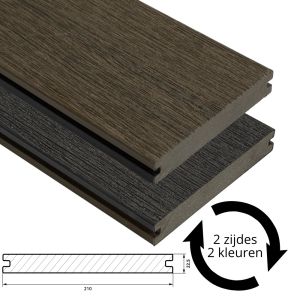 Fiberdeck Vintage Vlonderplank 22,5x210 mm - Lengte 300 cm - Graphite / Wengé (massief)